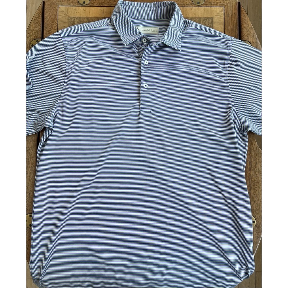 Donald Ross Multi Stripe SS Polo Golf Shirt Mens M Hackberry‎ Creek Country Club